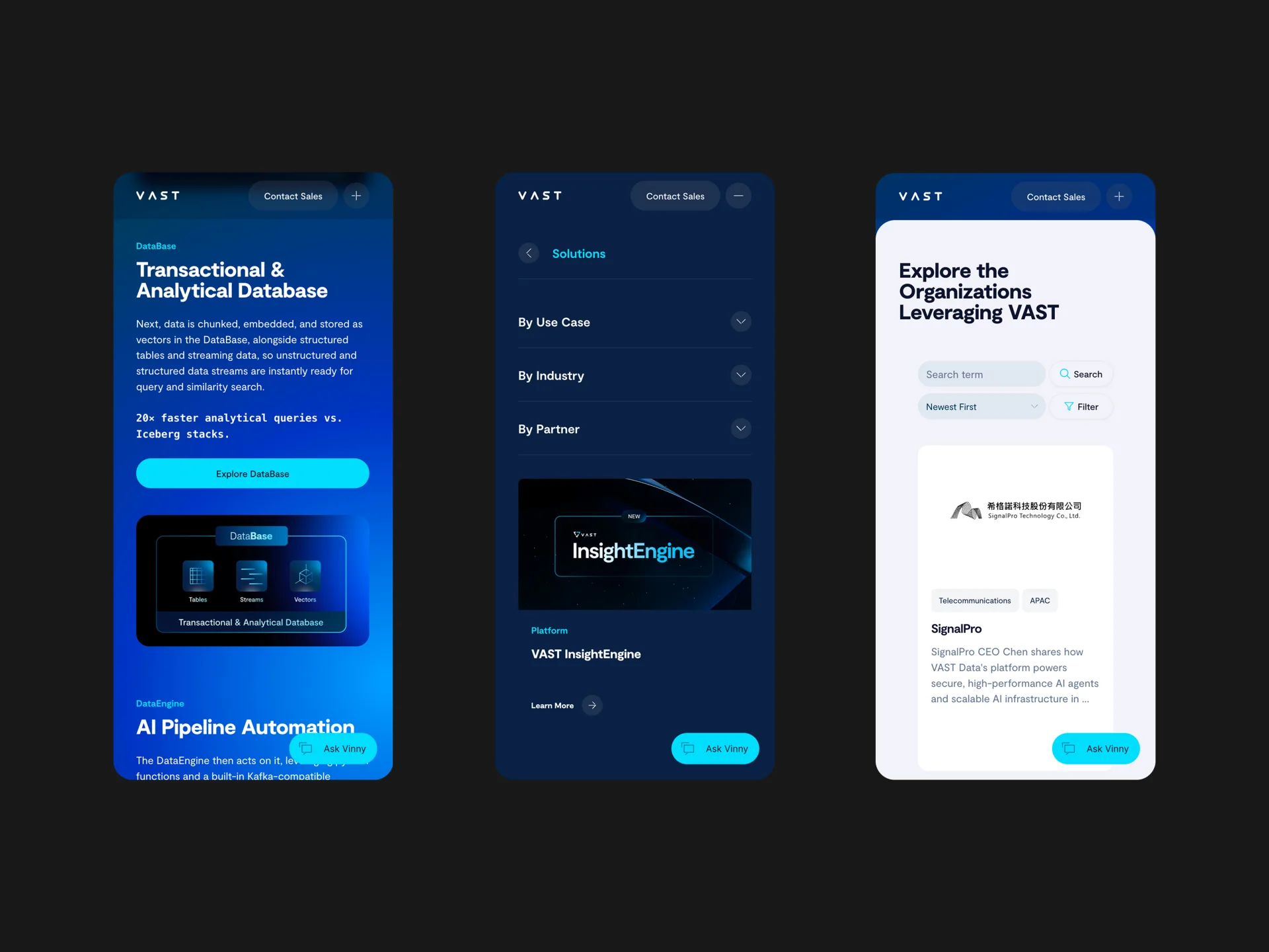 VAST Data responsive mobile interfaces