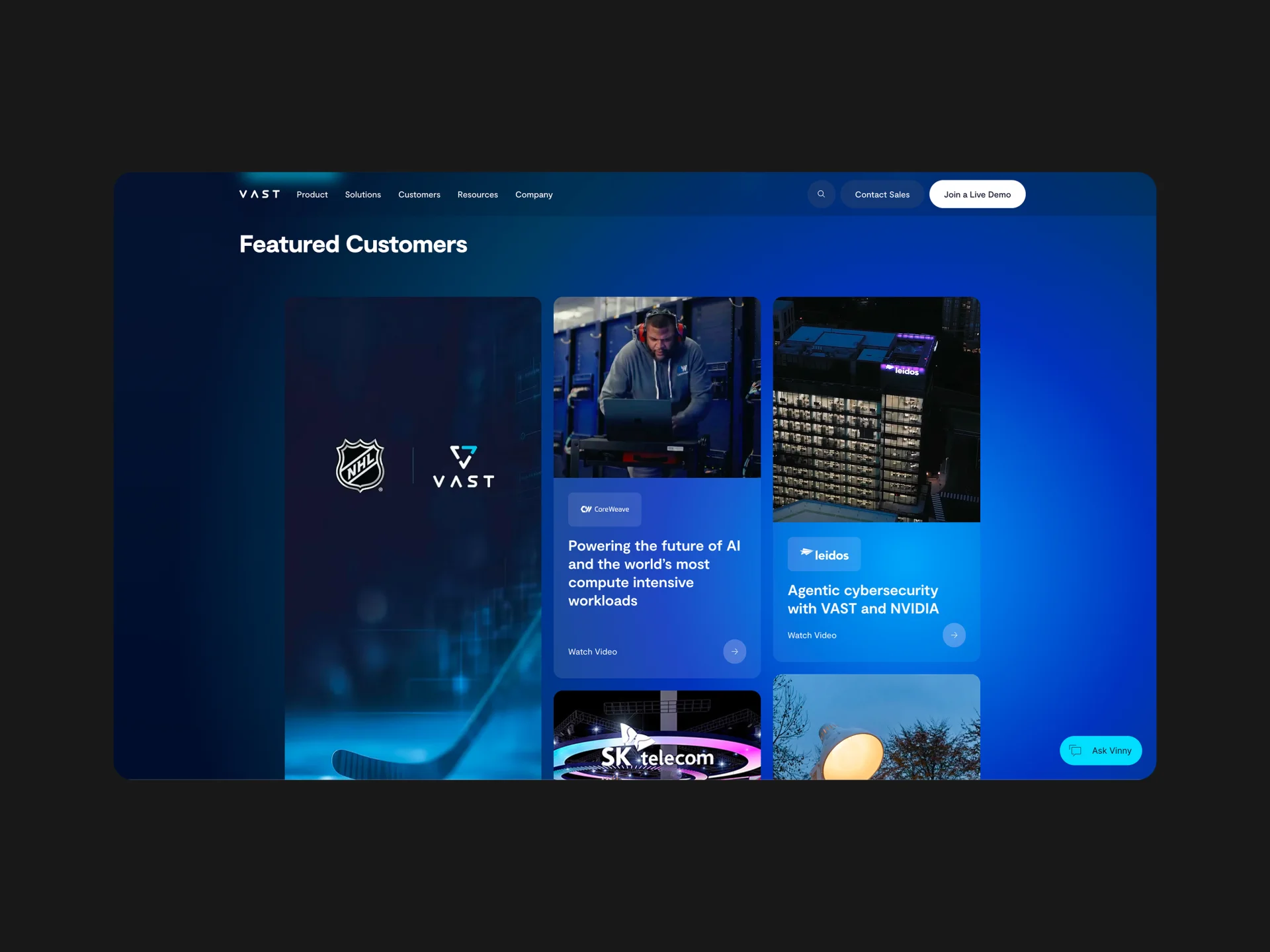 VAST Data featured customers interface